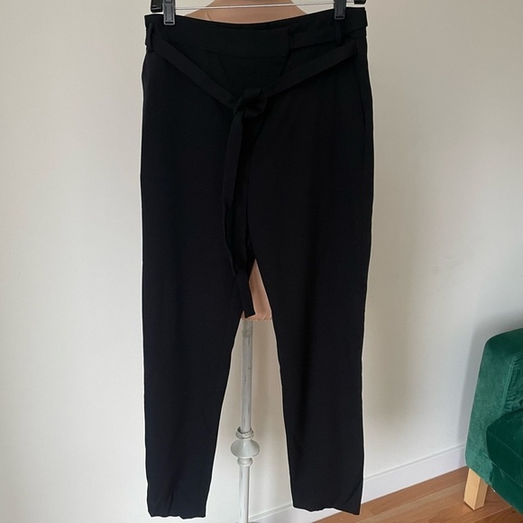Proenza Schouler Tropical Wool Black High-Rise Asymmetric Tie Pant NWT Size 4 - Picture 1 of 9